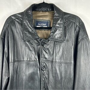 Vintage Jos A Bank Sportswear Leather Jacket Size XL 3/4 Length 5 Button Y2K